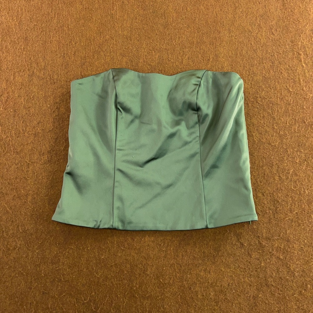 Abercrombie & Fitch Womens Medium Green Satin Strapless Corset Top New